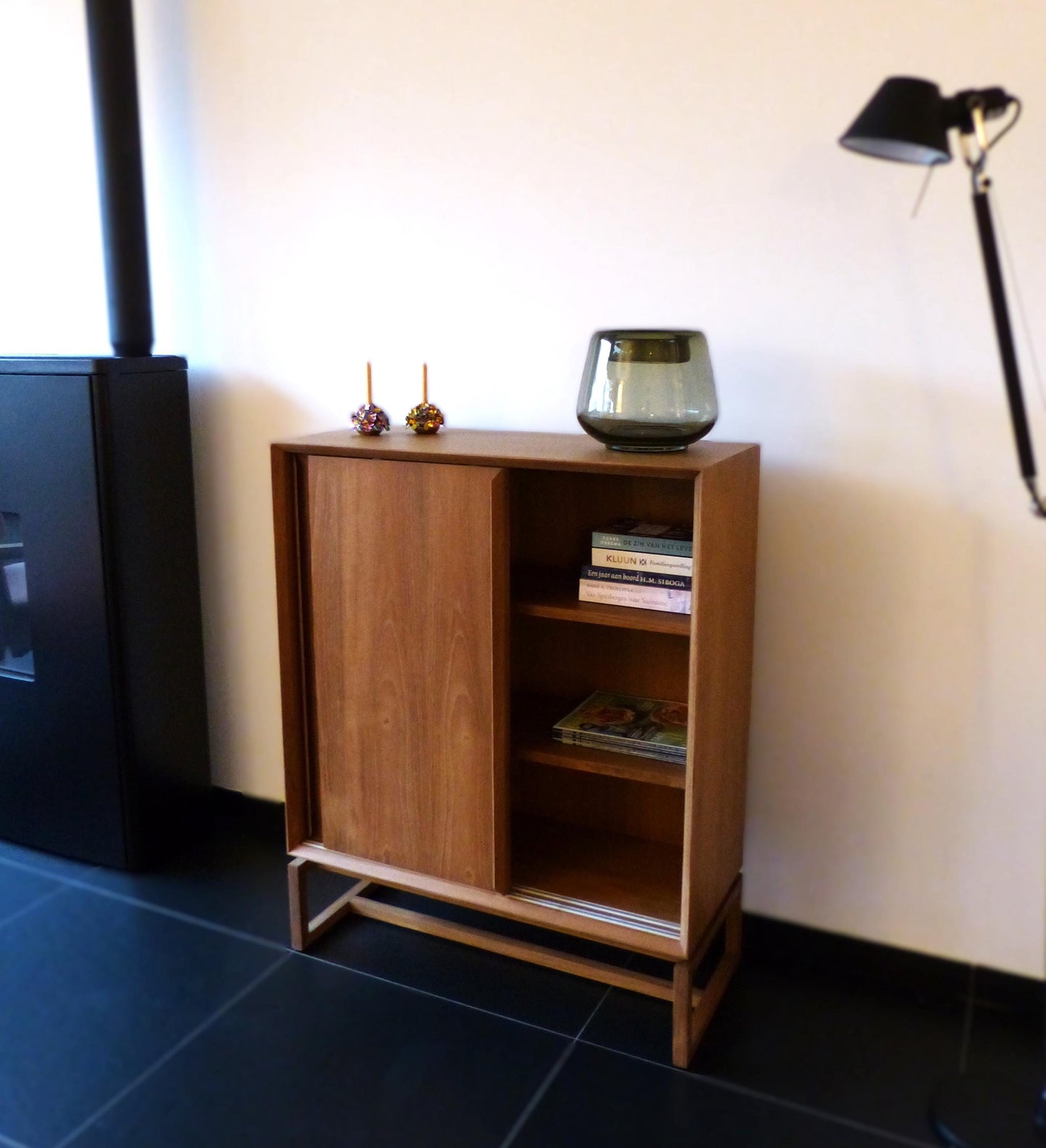Scandinavian design sliding door cabinet natural