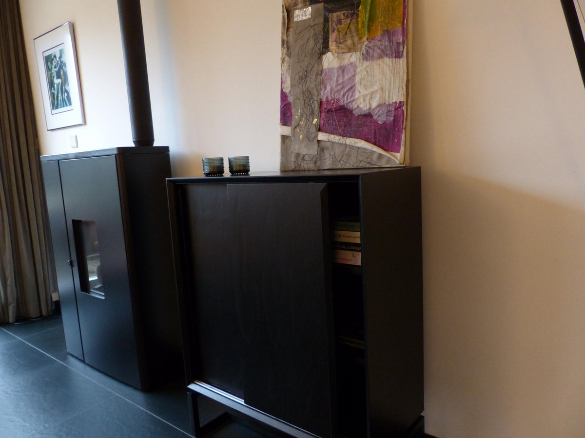 Scandinavian design sliding door cabinet natural