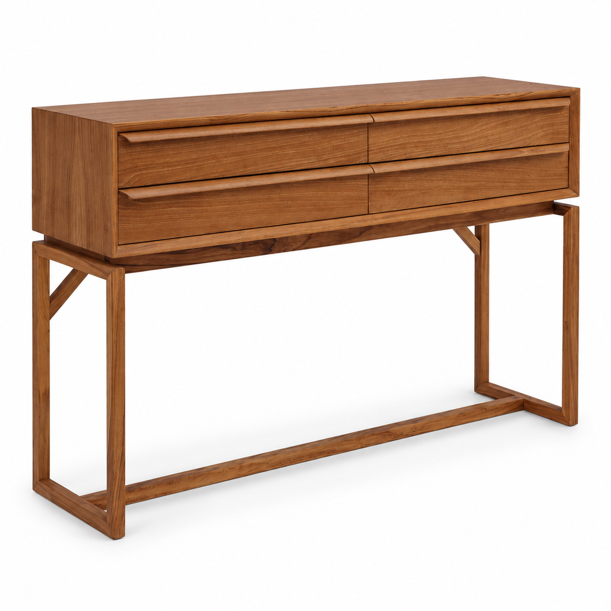 Ktwo Home teak sidetable, schuin links, op witte achtergrond