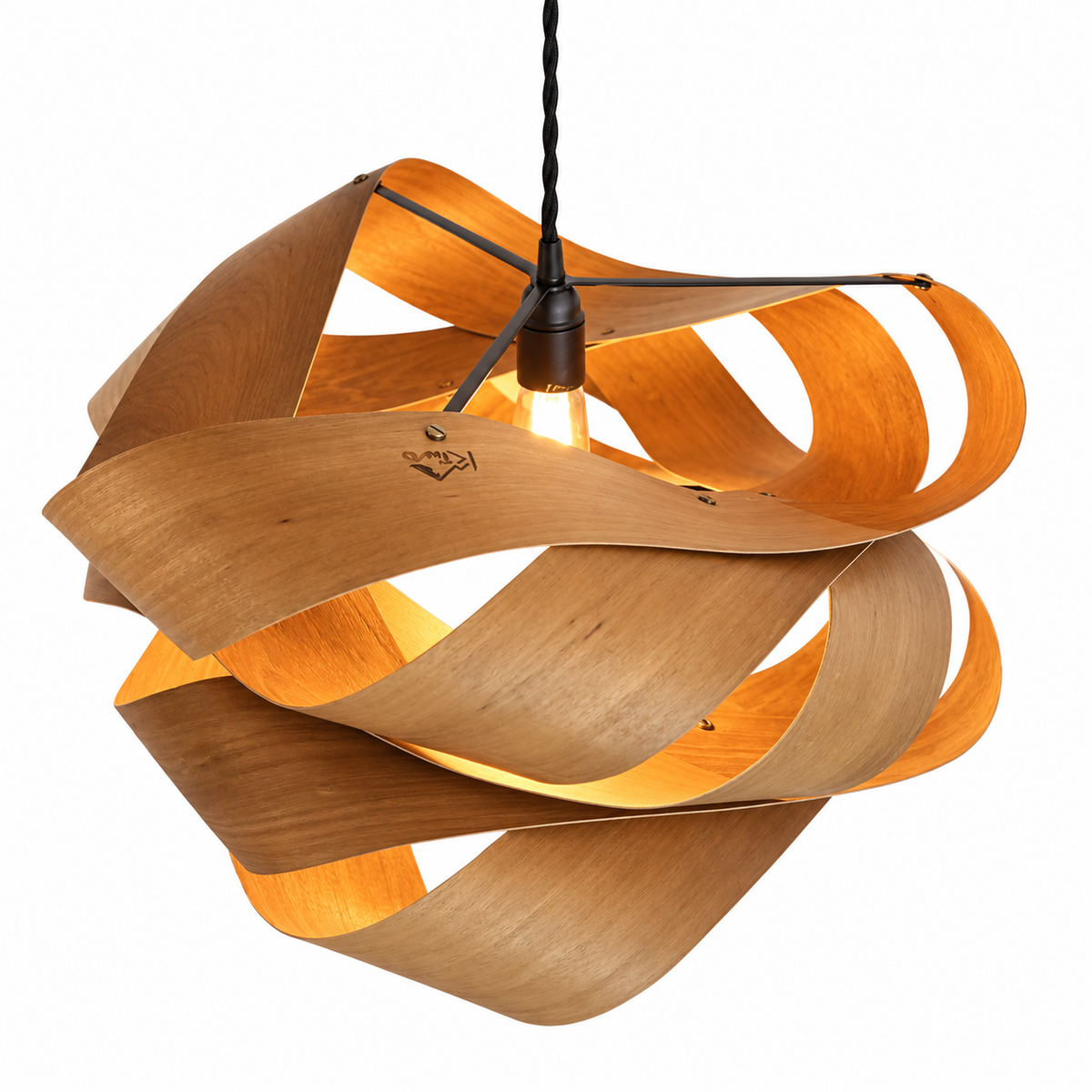 The Swell wooden pendant lampshade – elevated view