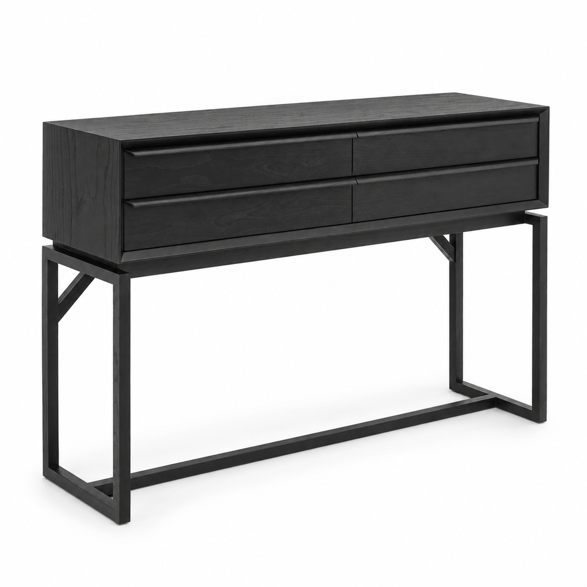 Ktwo Home zwarte sidetable met vier laden, schuin van links