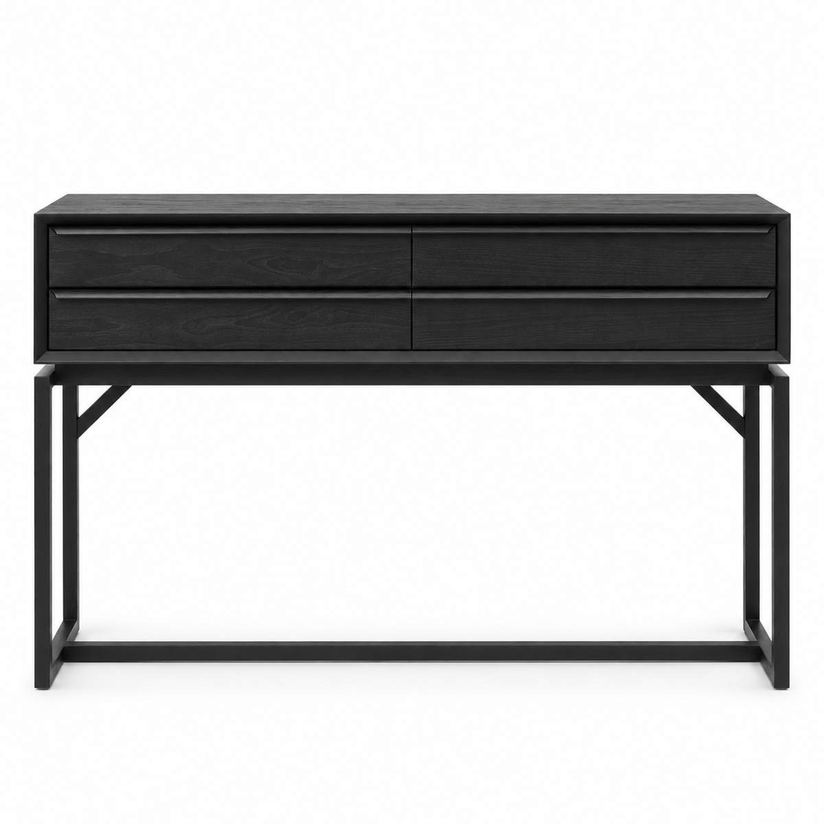Ktwo Home zwarte sidetable met vier laden, vooraanzicht