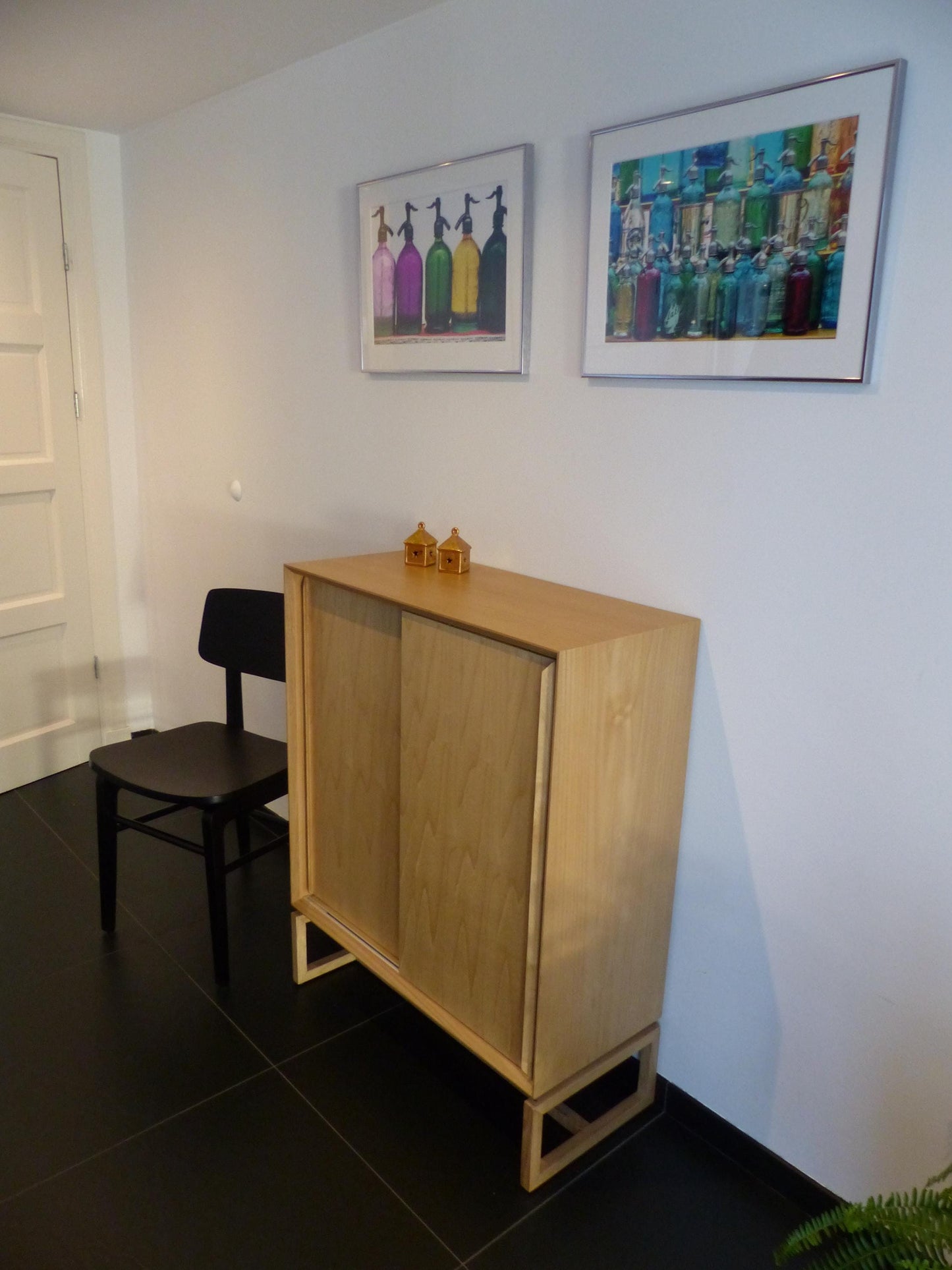 Scandinavian design sliding door cabinet natural