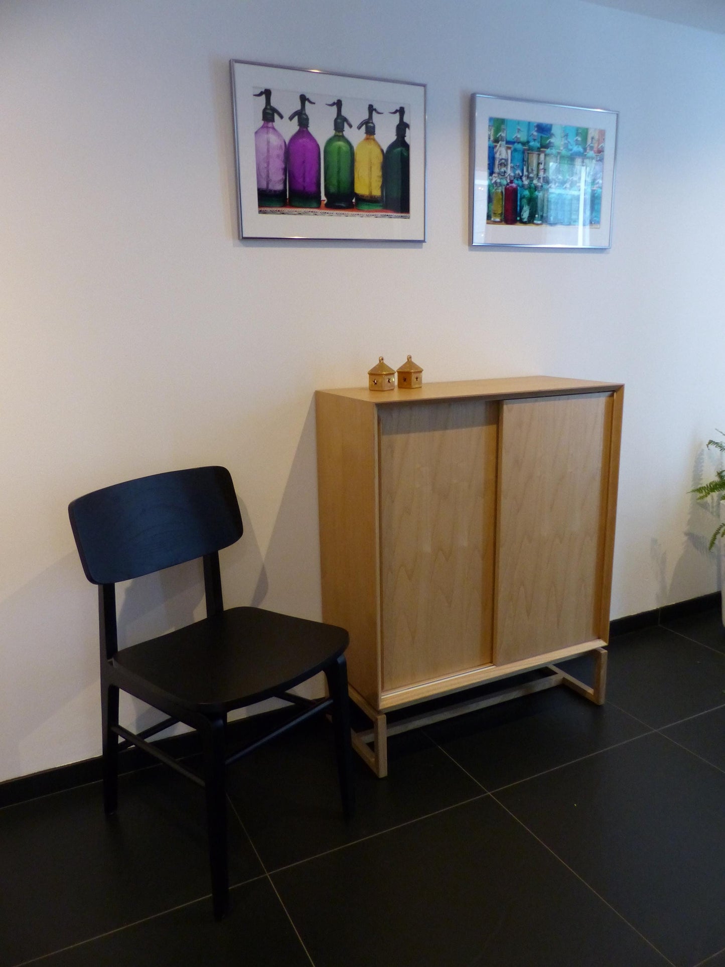 Scandinavian design sliding door cabinet natural