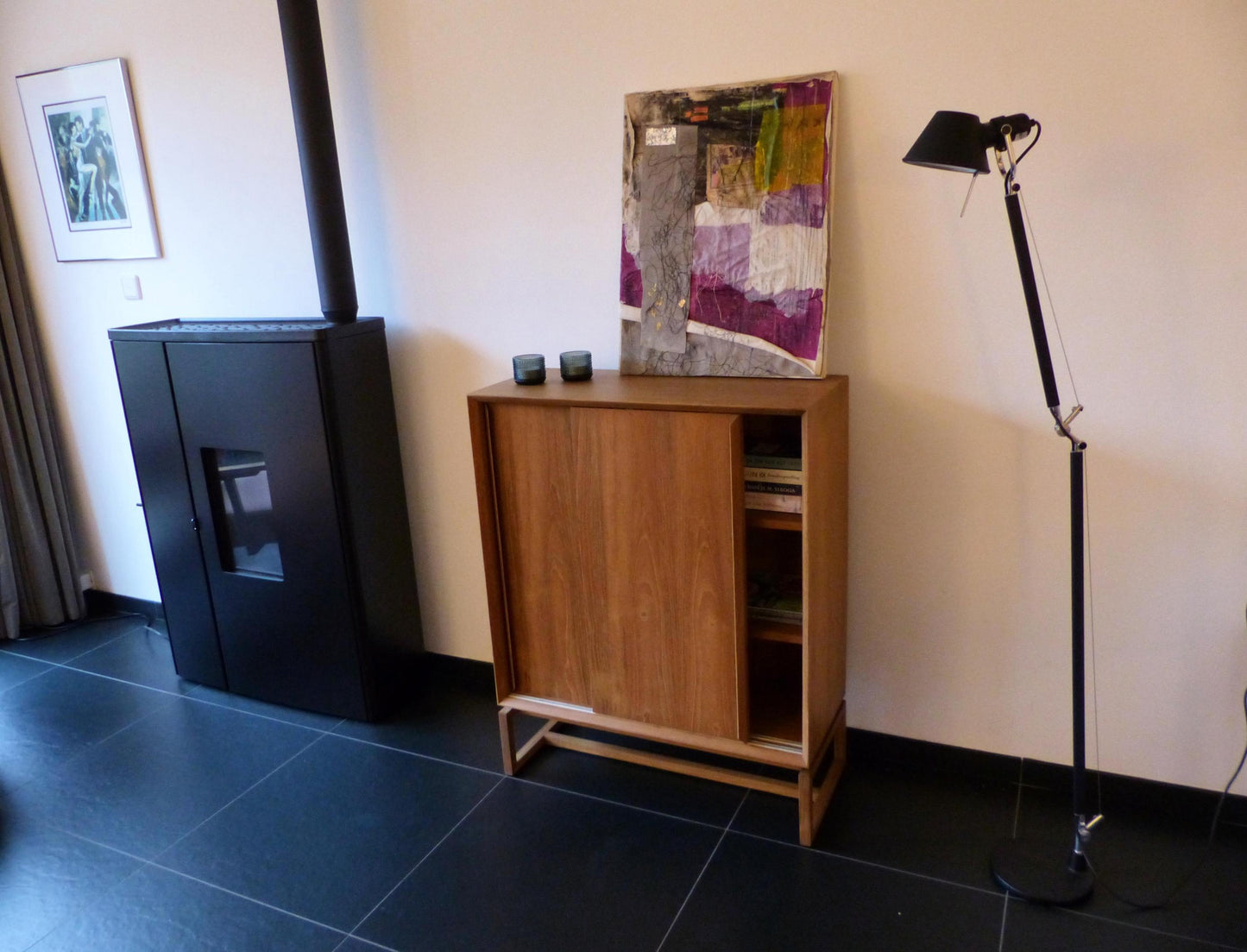 Scandinavian design sliding door wardrobe teak