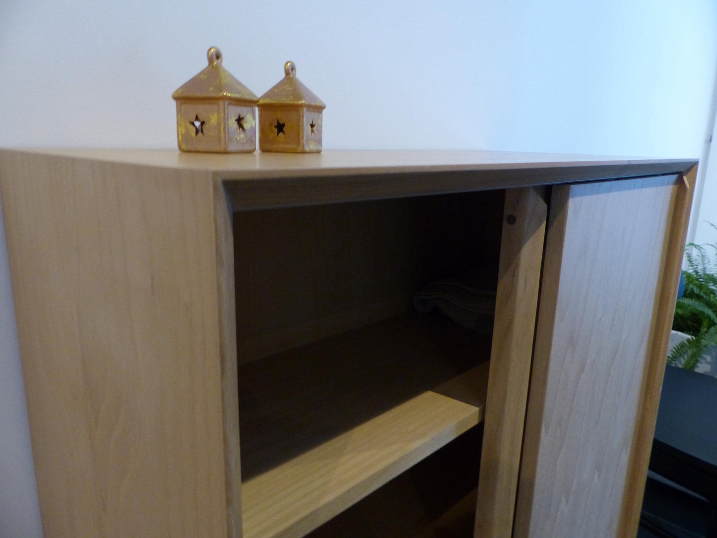 Scandinavian design sliding door cabinet natural