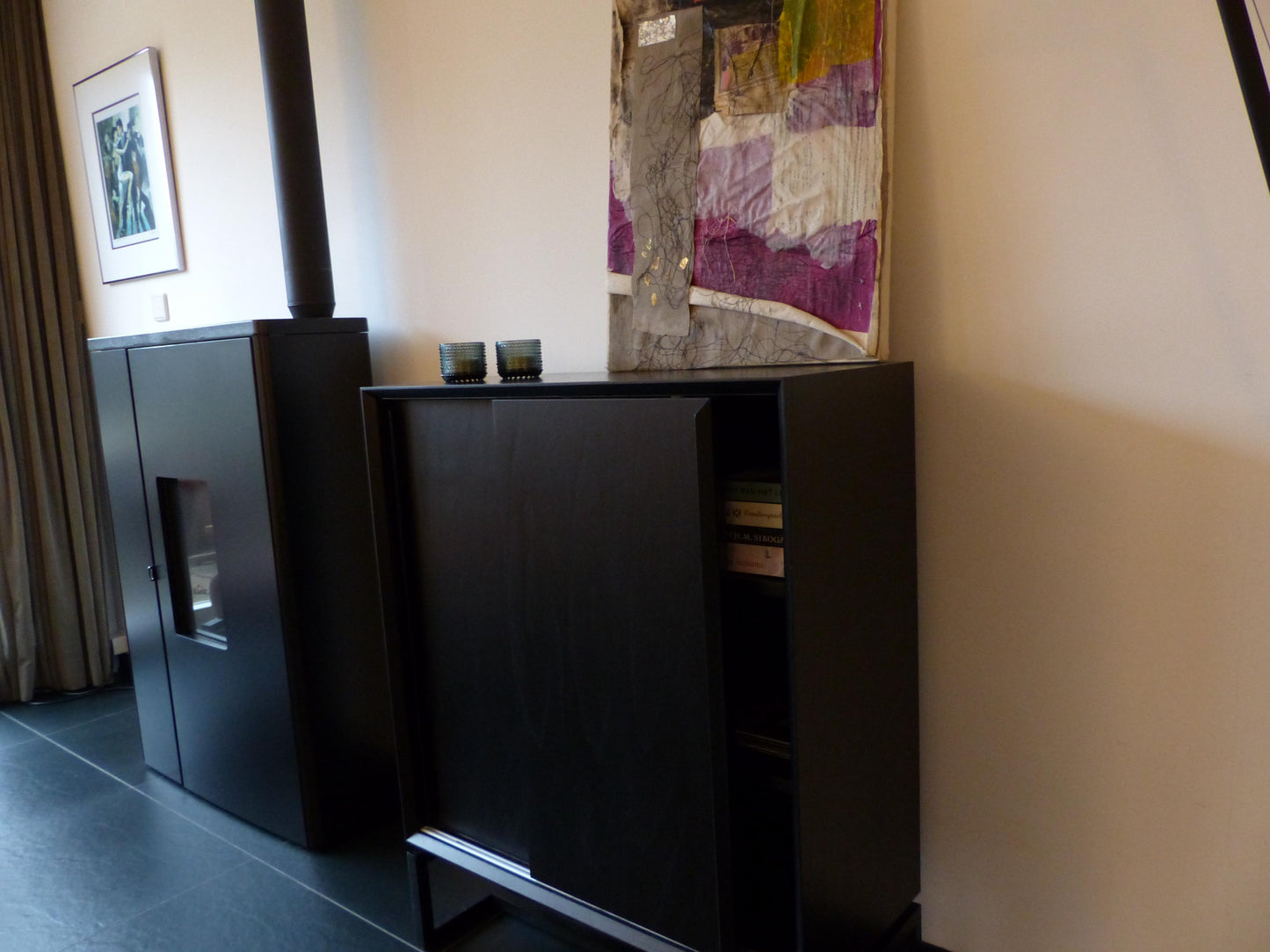 Scandinavian design sliding door cabinet natural