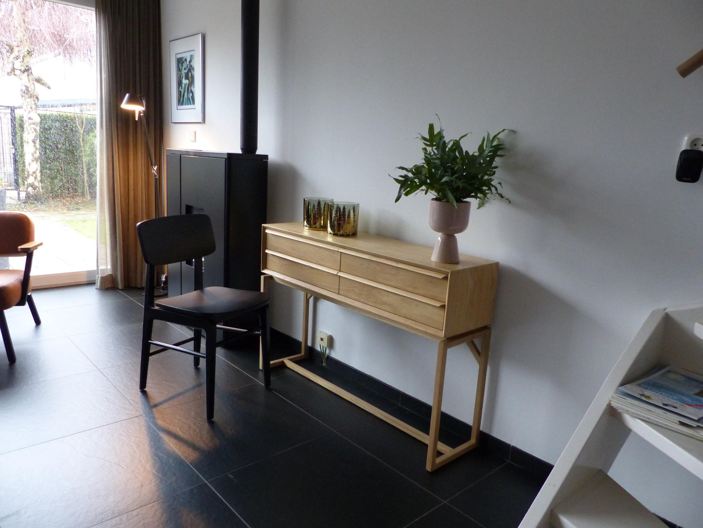 Scandinavian design console table natural