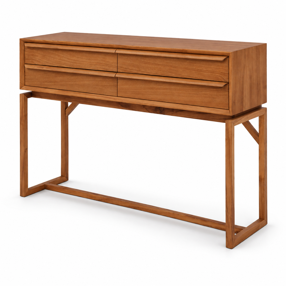 Ktwo Home teak sidetable, schuin rechts, op witte achtergrond